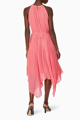 Georgette pleated halter dress sales