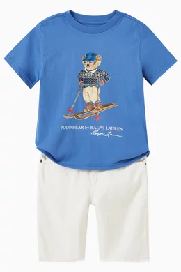 Buy Polo Ralph Lauren Blue Polo Bear Ski T-Shirt in Cotton Jersey