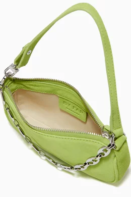 Buy BY FAR Green Mini Rachel Bag in Suede Leather for Women Online