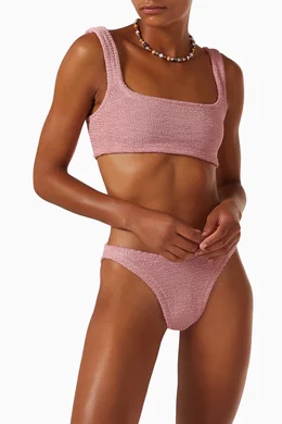 Buy Hunza G Pink Xandra Bikini in Crinkle Nylon Blend for Women