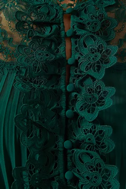 Buy Self-Portrait Green Pliss Pleated Maxi Dress in Chiffon for Women  Online | Ounass Kuwait