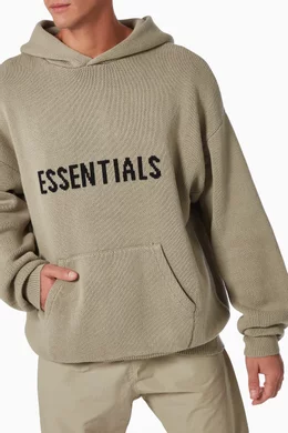 Buy Fear of God Essentials Green Knit Hooded Pullover for Men Online Ounass Kuwait