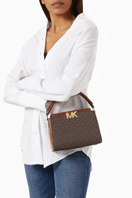 Buy Michael Kors Brown Small Karlie Crossbody Bag in Logo Canvas