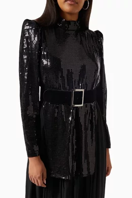 Buy Qui Prive Black Glitter Layered Dress for Women Online