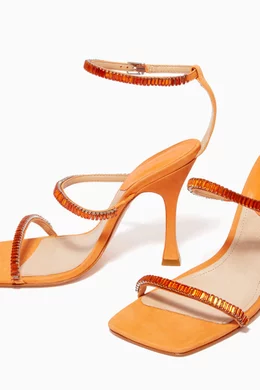 Buy Schutz Orange Nellina Crystal embellished Heel Sandals in Nubuck Leather for Women Online Ounass Kuwait