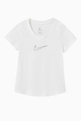 Buy Nike White Sportswear Rhinestone Swoosh T-shirt in Jersey for