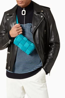 Buy Bottega Veneta Blue Mini Padded Tech Cassette Belt Bag in