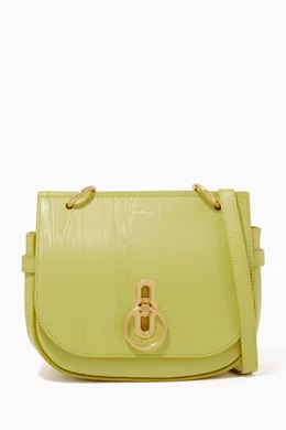 Buy Mulberry Green Small Amberley Satchel Bag in Crinkled Leather