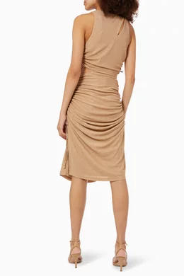Buy Suboo Gold Liz Ruched Midi Dress in Stretch Acetate for Women Online |  Ounass Kuwait