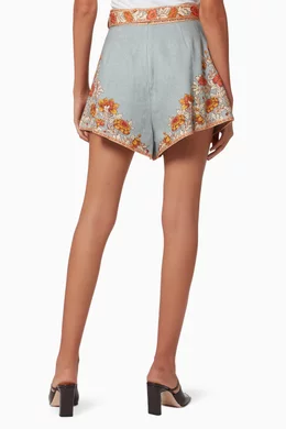 ショートパンツ ZIMMERMANN Woman Short Gnawed Blue 3558ASS255 TLBLBTFLO ZIMMERMANN Wylie braided denim shorts | NET-A-PORTER