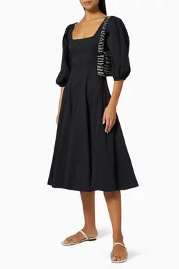 Buy Staud Black Swells Midi Dress in Cotton Poplin for Women Online |  Ounass Kuwait