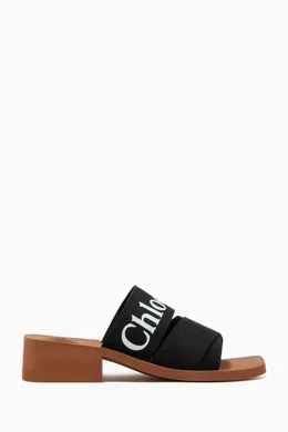 Buy Chloé Black Woody Mules in Canvas for Women Online Ounass Kuwait