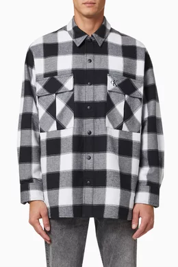 Buy Calvin Klein Jeans Black Oversized Check Shirt Jacket in