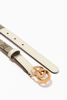 Buy Gucci White GG Marmont Thin Belt in GG Supreme Canvas  display picture 1