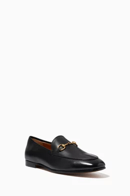 Buy Gucci Black Jordaan Horsebit Loafers in Leather for Women