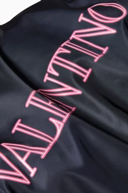 Buy Valentino Garavani Blue Neon Universe Logo Bomber Jacket in