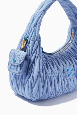 Buy Miu Miu Blue Miu Wander Shoulder Bag in Matelassé Regenerated