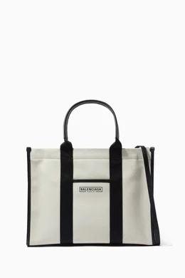 Buy Balenciaga Neutral Hardware Tote Bag in Cotton Canvas