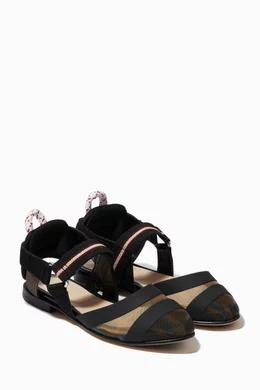 Buy Fendi Black Slingback Ballerinas in FF Mesh for Girls Online Ounass Kuwait