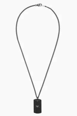 Buy Emporio Armani Grey EA Eagle Dog Tag Necklace in Stainless