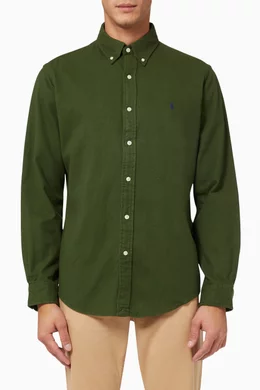 Buy Polo Ralph Lauren Green Custom Fit Shirt in Cotton Flannel for Men  Online | Ounass Kuwait