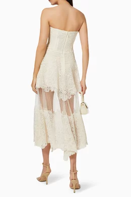 Buy Simkhai Neutral Harlow Midi Dress in Lace for Women Online | Ounass  Kuwait