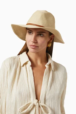 Buy Melissa Odabash Neutral Fedora Hat in Woven Paper for Women Online Ounass Kuwait