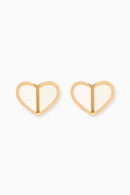 Buy Kate Spade New York White Heritage Spade Heart Enamel Studs in