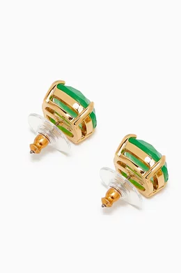 Buy Kate Spade New York Green KS Small Square Studs in 12kt Gold