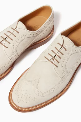 Buy Brunello Cucinelli Neutral Longwing Derby Shoes in Suede for