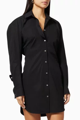 Buy Alexander Wang Black Detached Collar Shirtdress in Cotton