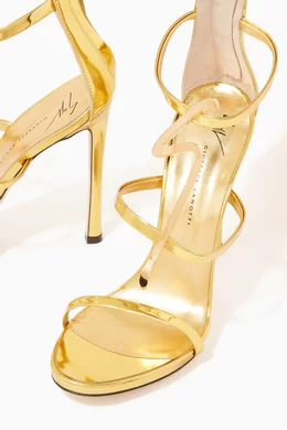 Buy Giuseppe Zanotti Gold Harmony Heel Sandals in Metallic Leather for Women Online Ounass Kuwait