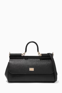 Buy Dolce & Gabbana Black Sicily Long Medium Top Handle Bag