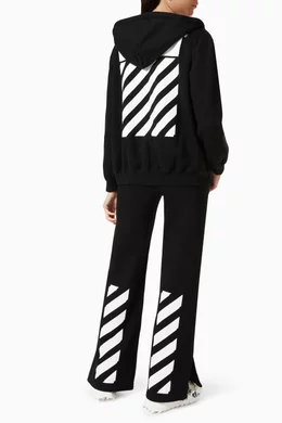 Buy Off-White Black Rubber Diagonal Zip Hoodie in Cotton Terry for