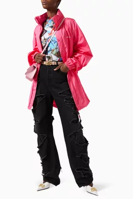 Buy Balenciaga Pink Oversized Rain Jacket in Nylon for Women