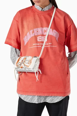 Buy Balenciaga White Sneakerhead Phone Holder Bag in Mixed Fabric