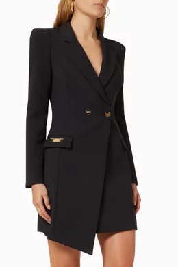 Buy Elisabetta Franchi Black Asymmetric Blazer Dress for Women Online |  Ounass Kuwait