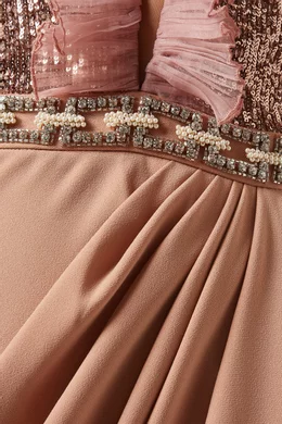chinese dress ladies ELISABETTA FRANCHI Women's beige midi dress with 3D floral embroidery –  Pavidas main image 0