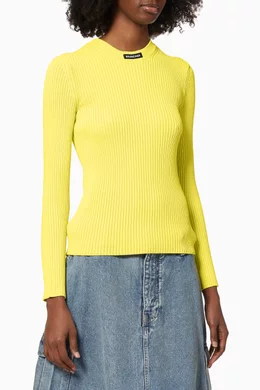 Buy Balenciaga Yellow Logo Sweater in Viscose Knit for Women Online Ounass Kuwait