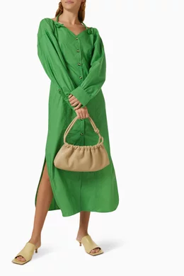 green emerald velvet dress Cobee - Ribbed Jersey and Slip Satin Dress