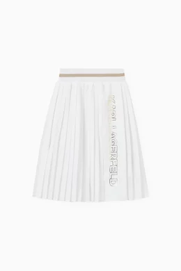 Buy Karl Lagerfeld Kids White Box Pleated Midi Skirt in Crepe for - Main Image