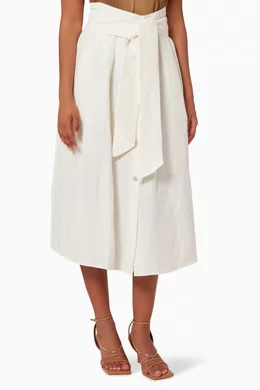 Buy Vince Neutral Belted Button Front Skirt for Women Online Ounass Kuwait