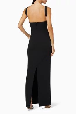 leanna strapless bustier satin maxi dress Leana Formal Satin Strapless Long Dress