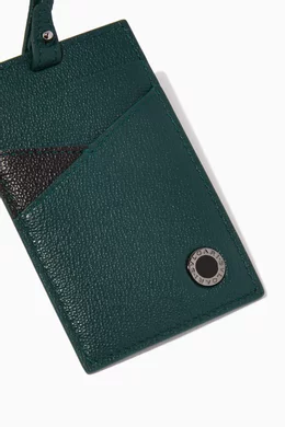 Buy BVLGARI Green Bvlgari Bvlgari Lanyard ID Holder in Leather for