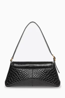 Buy Balenciaga Black XX Small Flap Bag in Shiny Crocodile Embossed