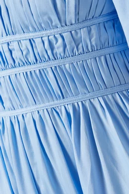 Buy Aje Blue Fallingwater Gathered Midi Dress in Cotton for Women Online |  Ounass Kuwait
