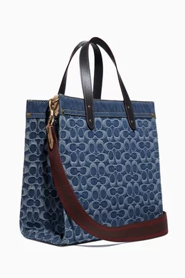 field tote coach blue tote bag