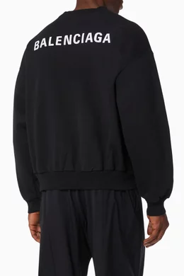 Buy Balenciaga Black Logo Crewneck Sweatshirt in Cotton for Men Online |  Ounass Kuwait