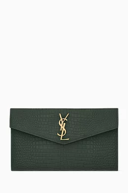 Buy SAINT LAURENT Green Uptown Pouch in Embossed Leather for Women