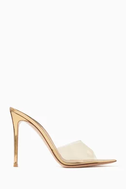 Buy Gianvito Rossi Gold Elle 105 Mule Sandals in Metallic-leather